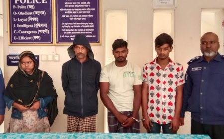 নগরকান্দায় ইজিবাইক ছিনতাই চক্রের নারী সহ ৪ সদস্য আটক,পুলিশের প্রেস ব্রিফিং