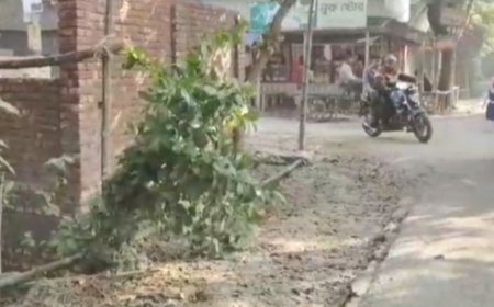 নগরকান্দায়  তিন রাস্তার মোড়ে অবৈধ দোকান ঘর নির্মাণ করায় বাড়ছে দুর্ঘটনার সম্ভাবনা 