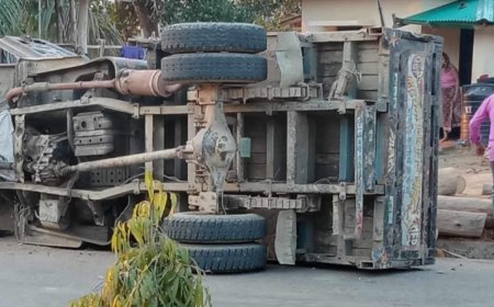 রুমায় কাঠ বোঝাই ট্রাক উল্টে শ্রমিক নিহত