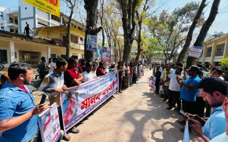 সদরপুরে সন্ত্রাসী হামলার প্রতিবাদে মানববন্ধন অনুষ্ঠিত 