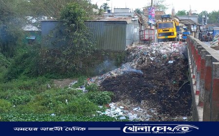 সালথা বাজারের প্রবেশ পথে ময়লার ভাগাড়, স্বাস্থ্য ঝুঁকিতে পথচারী  