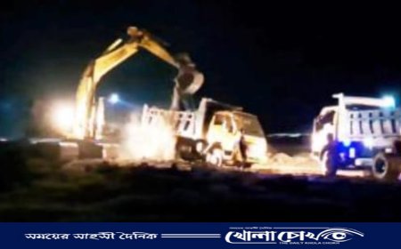 ফরিদপুরে জেলা প্রশাসনের অভিযানে ২৩ টা ট্রাক ও ৮টি স্কেভেটর জব্দ