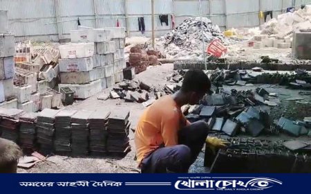 বোয়ালমারীতে ফসলের ক্ষতি করে চলছে হিরু মুন্সি'র ব্যাটারি প্রসেসিং ইন্ডাস্ট্রি