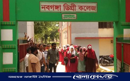 লোহাগড়ায় নবগঙ্গা ডিগ্রী কলেজের দুর্নীতিবাজ সভাপতির অপসারণের দাবিতে বিক্ষোভ মিছিল