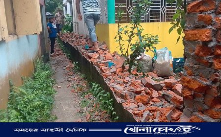 সরাইলে বাড়ির সিমানা প্রাচীর ভাঙচুরের অভিযোগ 