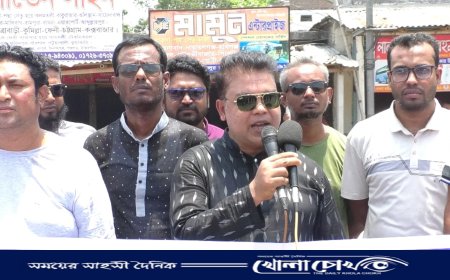 সাংবাদিক রিজুর ওপর হামলার প্রতিবাদে খোকসায় বিক্ষোভ ও মানববন্ধন