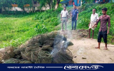 আত্রাইয়ে নিষিদ্ধ চায়না দুয়ারি রিংজাল ও বানা জব্দ 