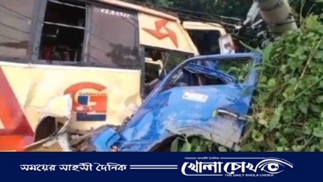 ভাঙ্গায় গোল্ডেন পরিবহন-পিকআপ মুখোমুখি সংঘর্ষে নিহত-২ আহত-১৫