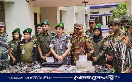 সোনাইমুড়ী চাটখিল থানা থেকে লুট হওয়া অস্ত্র ও গোলাবারুদ উদ্ধার