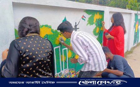 ফরিদপুরে শিক্ষার্থীদের গ্রাফিতি ও দেওয়াল লিখন কার্যক্রম অনুষ্ঠিত 