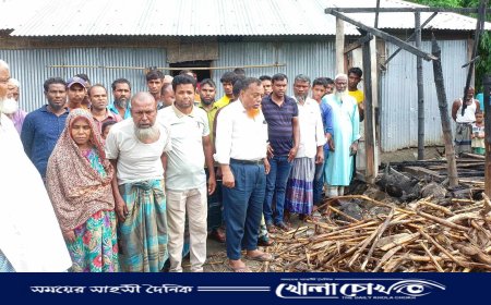 পাটগ্রামে অগ্নিকাণ্ডে এক অসহায় পরিবারের বসতঘর পুড়ে ছাই