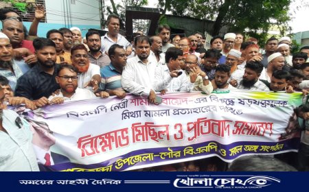 শামা ওবায়েদের নামে ষড়যন্ত্র মুলক মিথ্যা হত্যা মামলা দেওয়ার প্রতিবাদে- নগরকান্দায় বিএনপির বিক্ষোভ মিছিল ও সমাবেশ