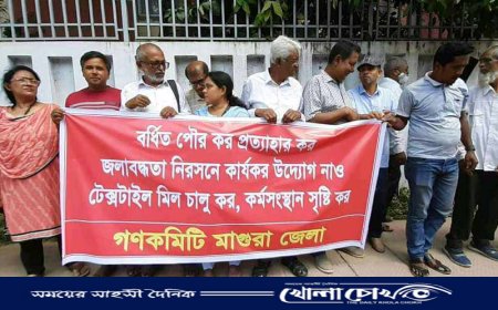 মাগুরায় গণকমিটির ৪ দফা দাবিতে সমাবেশ 