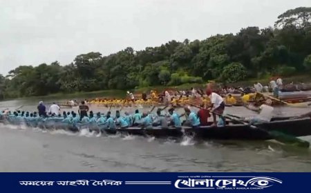 ভাঙ্গার ঝালডাঙ্গা বিলে অনুষ্ঠিত  হলো গ্রামবাংলার ঐতিহ্যবাহী নৌকা বাইচ 