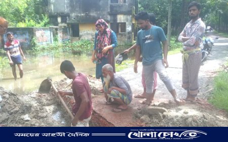 খোকসা পৌরসভায় জলাবদ্ধতা নিরসনে পরিদর্শন পৌর প্রশাসকের