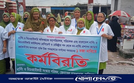 ফরিদপুরে পালিত হচ্ছে নার্সিং ও মিড ওয়ারি সংস্কার পরিষদের উদ্যোগে ‌কর্মবিরতি