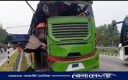 ভাঙ্গায় এক্সপ্রেসওয়েতে পৃথক ঘটনায় পরিবহন কভার্ডভ্যান- পরিবহন সংঘর্ষঃ দুই চালক নিহত - আহত২০