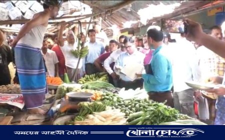 ডিম ও পেঁয়াজের আড়তে   ট্রাস্কফোর্সের অভিযানে দুই দোকান মালিকের ১ লক্ষ টাকা জরিমানা