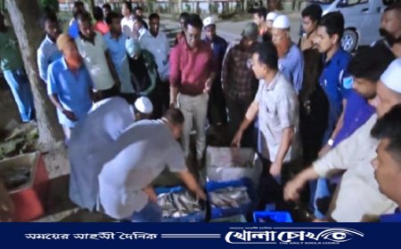 ফরিদপুরে ভ্রাম্যমাণ আদালতের অভিযানে  ৫ মন ইলিশ মাছ জব্দ 