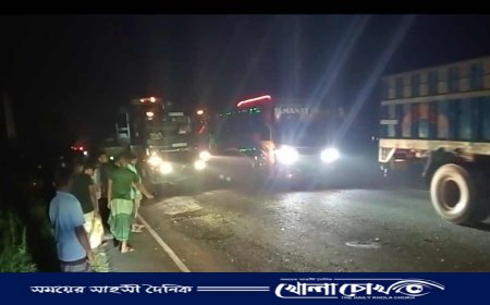 ভাঙ্গায় মোটরসাইকেল-পরিবহন-পিকআপের ত্রিমুখী সংঘর্ষঃ মোটরসাইকেল চালক নিহত, আহত-১