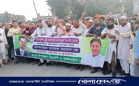 ভাঙ্গায় বিএনপির উদ্যোগে কেন্দ্রীয় কৃষকদলের সাধারণ সম্পাদক বাবুলের স্থগিতাদেশ প্রত্যাহার করায় আনন্দ মিছিল 