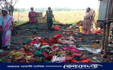 নগরকান্দায় আগুনে বসতঘর ভস্মীভূত ১০ লাখ টাকার ক্ষতি, খোলা আকাশের নিচে পরিবার 