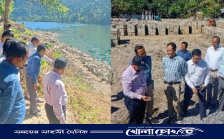 কাপ্তাইয়ে পানি উন্নয়ন বোর্ডের প্রকল্প পরিদর্শনে অতিরিক্ত সচিব মোহাম্মদ রেজাউল করিম 