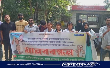 বিশ্ব মানবাধিকার দিবসে কাপ্তাইয়ে ছাত্র দলের মানববন্ধন 