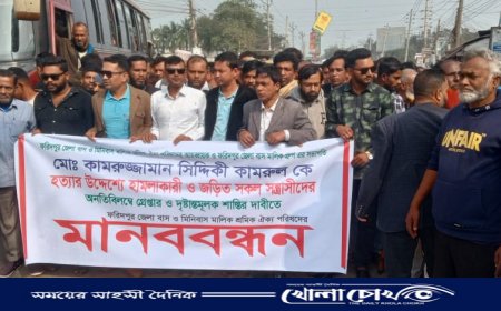 ফরিদপুরে ‌ কামরুজ্জামান সিদ্দিকী কামরুলের উপর হত্যার চেষ্টার প্রতিবাদে মানববন্ধন ও বিক্ষোভ সমাবেশ অনুষ্ঠিত 