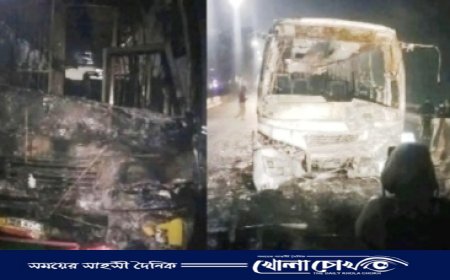 বাস ও অ্যাম্বুলেন্সে আগুন, অগ্নিদগ্ধ হয়ে নিহত-৪