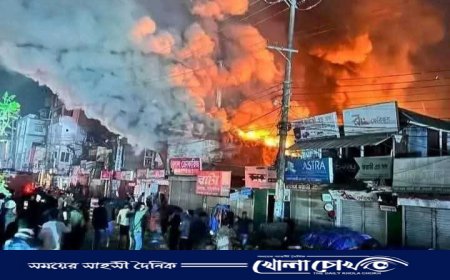 নোয়াখালীর মাইজদীতে ভয়াবহ অগ্নিকাণ্ড ১২ দোকান পুড়ে ছাই