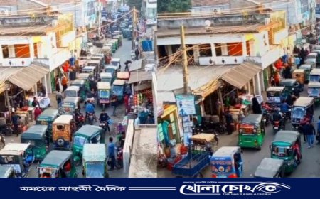 সিংগারবিল বাজার সংকীর্ণ ব্রীজ ও ফুটপাত অবৈধ দখলের কারণে সারাবছর যানজট