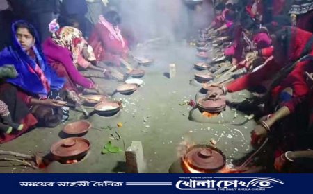 নাজিরপুরে রাতভর চিতাই পিঠা উৎসব