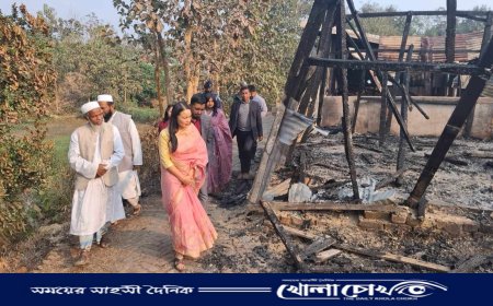 আগুনে পুড়ে যাওয়া ক্ষতিগ্রস্ত ইসলামিয়া আলিম মাদরাসা পরিদর্শন করলেন জেলা পরিষদ চেয়ারম্যান জিরুনা ত্রিপুরা,