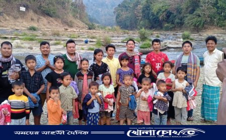 থানচিতে বিশ্ব ভালোবাসা দিবসের নতুন পোষাকের প্রান্তিক শিশুদের ভালোবাসার উষ্ণ বার্তা