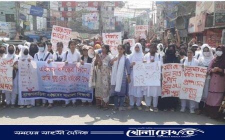 ব্রাহ্মণবাড়িয়ায় বিক্ষোভ মিছিল ও মানববন্ধন