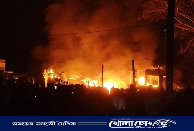 বালিয়াকান্দিতে ঐতিহ্যবাহী বহরপুর বাজারে ভয়াবহ অগ্নিকাণ্ড