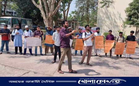 কুবিতে শাহবাগ ও পতিত স্বৈরাচারের বিচার দাবিতে মানববন্ধন