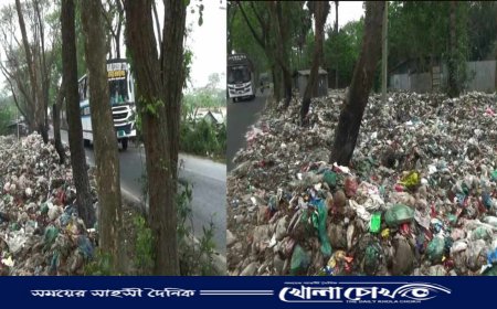 মহাসড়কের পাশে ময়লার ভাগার, দুর্গন্ধে নাকাল এলাকাবাসী