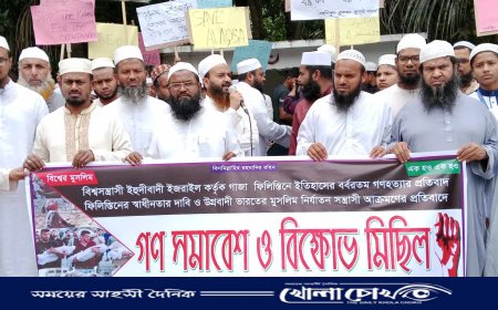 গাজায় ইসরায়েলি হামলার প্রতিবাদে আলফাডাঙ্গায় বিক্ষোভ