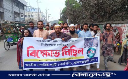 আওয়ামী লীগ নিষিদ্ধের দাবিতে ব্রাহ্মণবাড়িয়ায় এনসিপির বিক্ষোভ