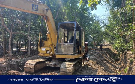 সালথায় কাবিটা প্রকল্পে শ্রমিকের পরিবর্তে ভেকু দিয়ে রাস্তা নির্মাণের অভিযোগ