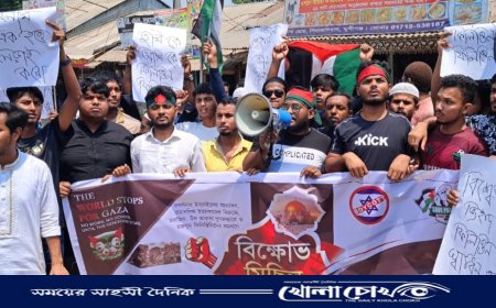 মুন্সীগঞ্জে ফিলিস্তিনে গণহত্যার প্রতিবাদে বিক্ষোভ মিছিল