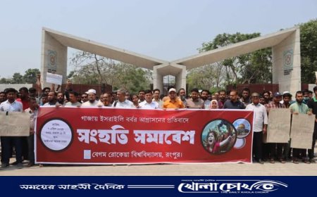 গাজায় ইসরায়েলি আগ্রাসনের প্রতিবাদে বেরোবিতে সংহতি সমাবেশ