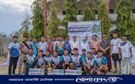 থানচিতে মারমা নববর্ষ উৎসবে ভলিবল টুর্নামেন্টে রেমাক্রীখুম একাদশ চ্যাম্পিয়ন