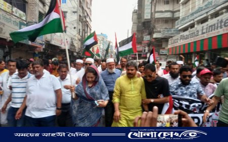 ফরিদপুরে বিএনপির প্রতিবাদ ও সংহতি র‍্যালি, ফিলিস্তিনিদের প্রতি সহানুভূতির বার্তা