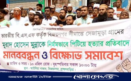 বিএসএফের হাতে বাংলাদেশি যুবক নিহত: বিজয়নগরে বিক্ষোভ ও মানববন্ধন