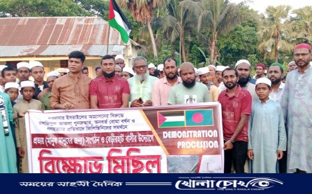ফিলিস্তিনে গণহত্যার প্রতিবাদে বেড়িরহাটে বিক্ষোভ মিছিল ও সমাবেশ
