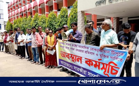 টিপুর মুক্তির দাবিতে অবস্থান কর্মসূচিতে ১৫ জেলার সাংবাদিক