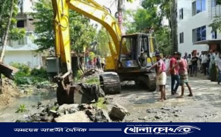 পিরোজপুর শহরের ভাড়ানি খাল পুনঃখনন ও উচ্ছেদ অভিযান শুরু